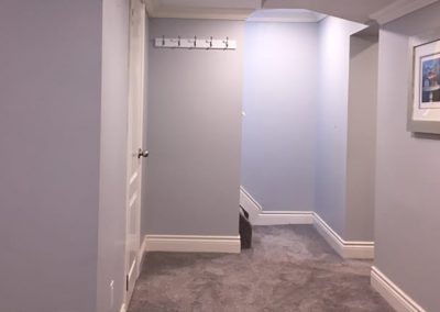 Freshly painted basement walls