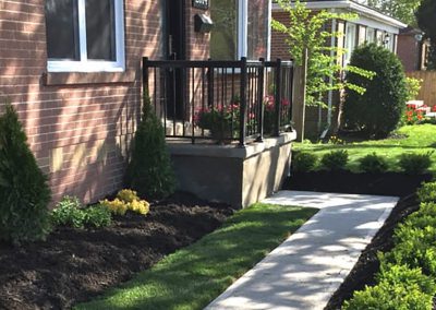 Fresh walkway, landscaping and grass