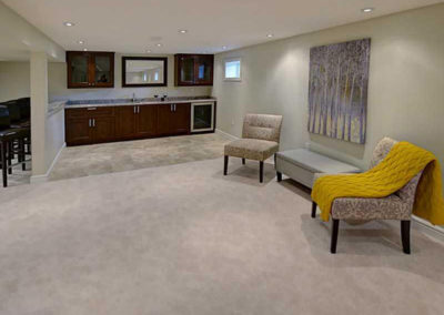 Bar, chairs and fresh carpet