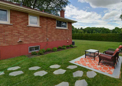 Yard, patio and walkway with fresh sod