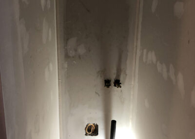 Mudded and drywalled closet
