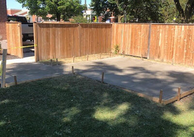 Poured and staked pad in backyard