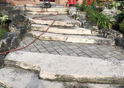 Front steps before pressure washing